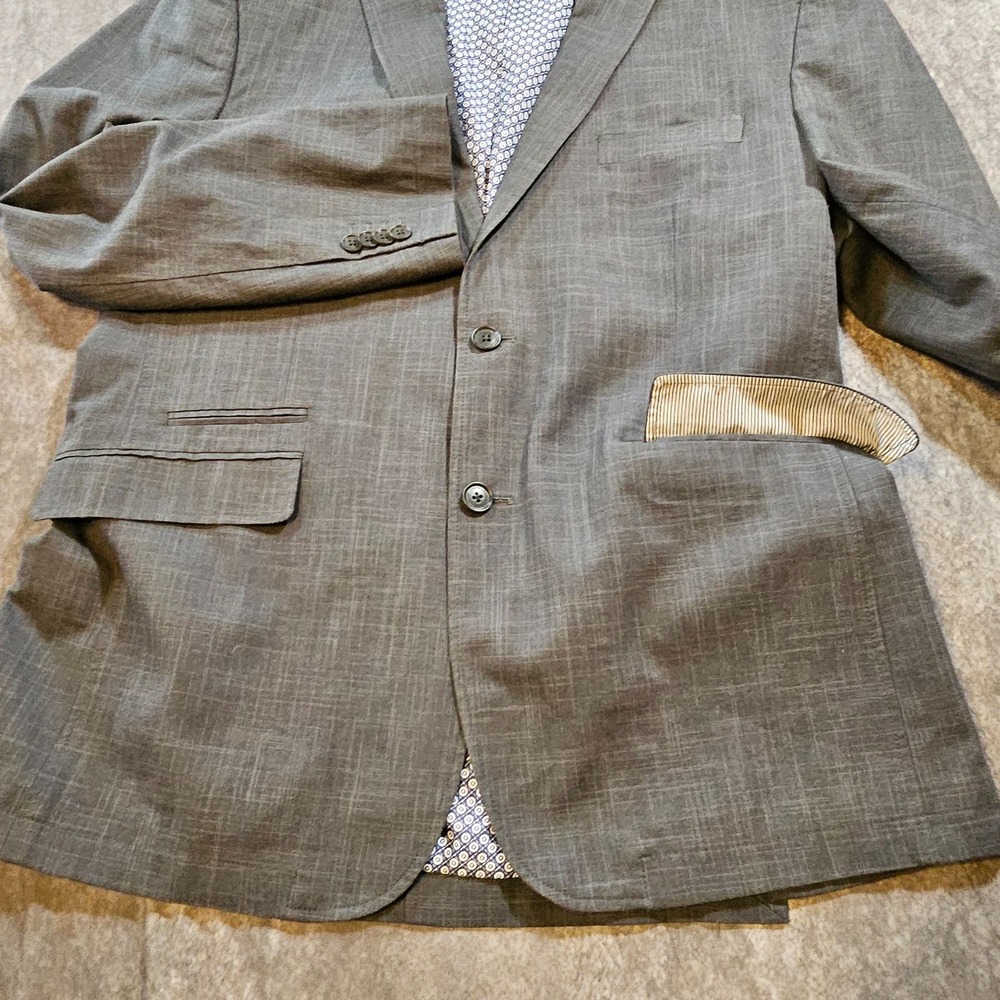 Joseph Aboud Mens Blazer SZ XL Gray Windowpane 2-Button Single Vent